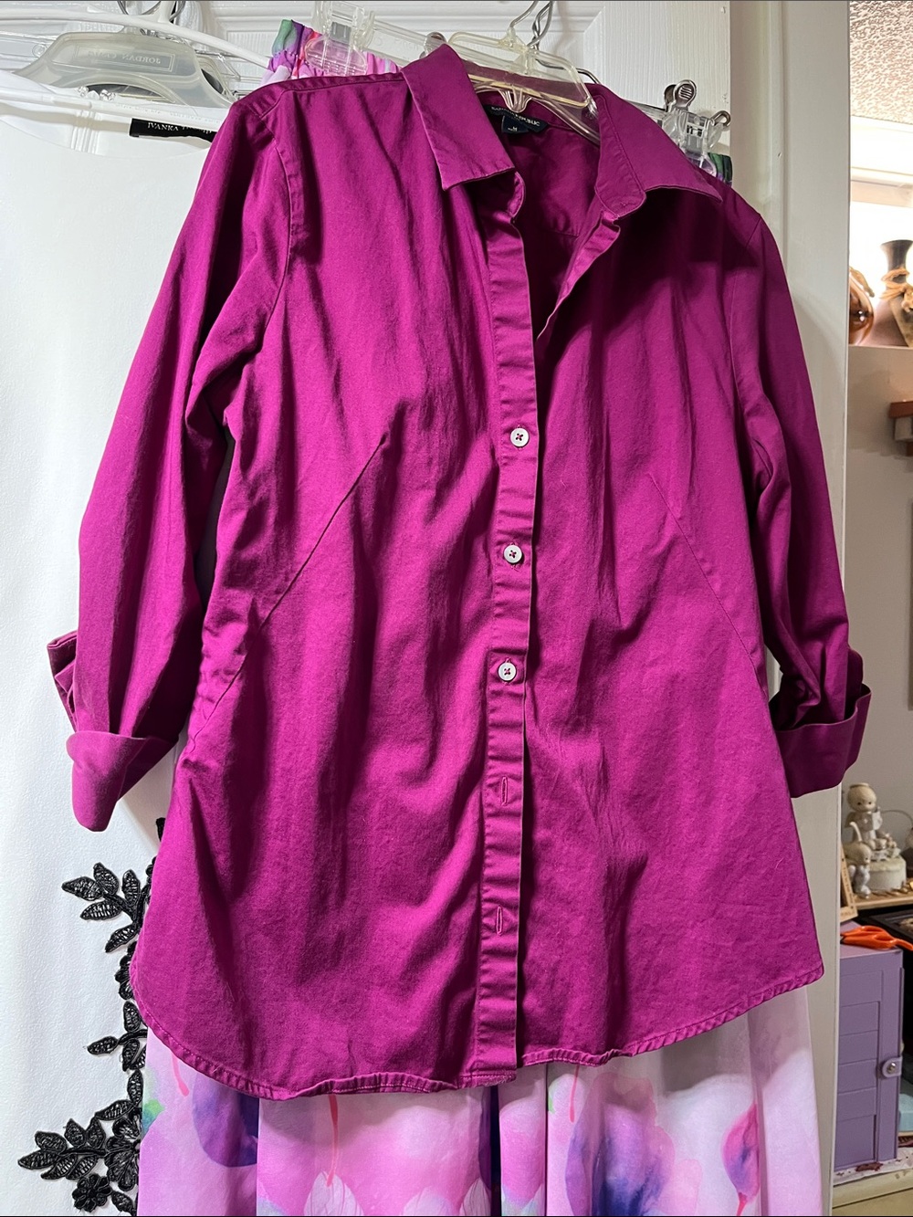 Banana Republic Magenta Button-Down Shirt
